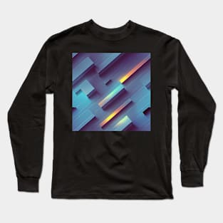 Futuristic Block Pattern Long Sleeve T-Shirt